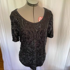 Tory Burch Black Sequin T, size L